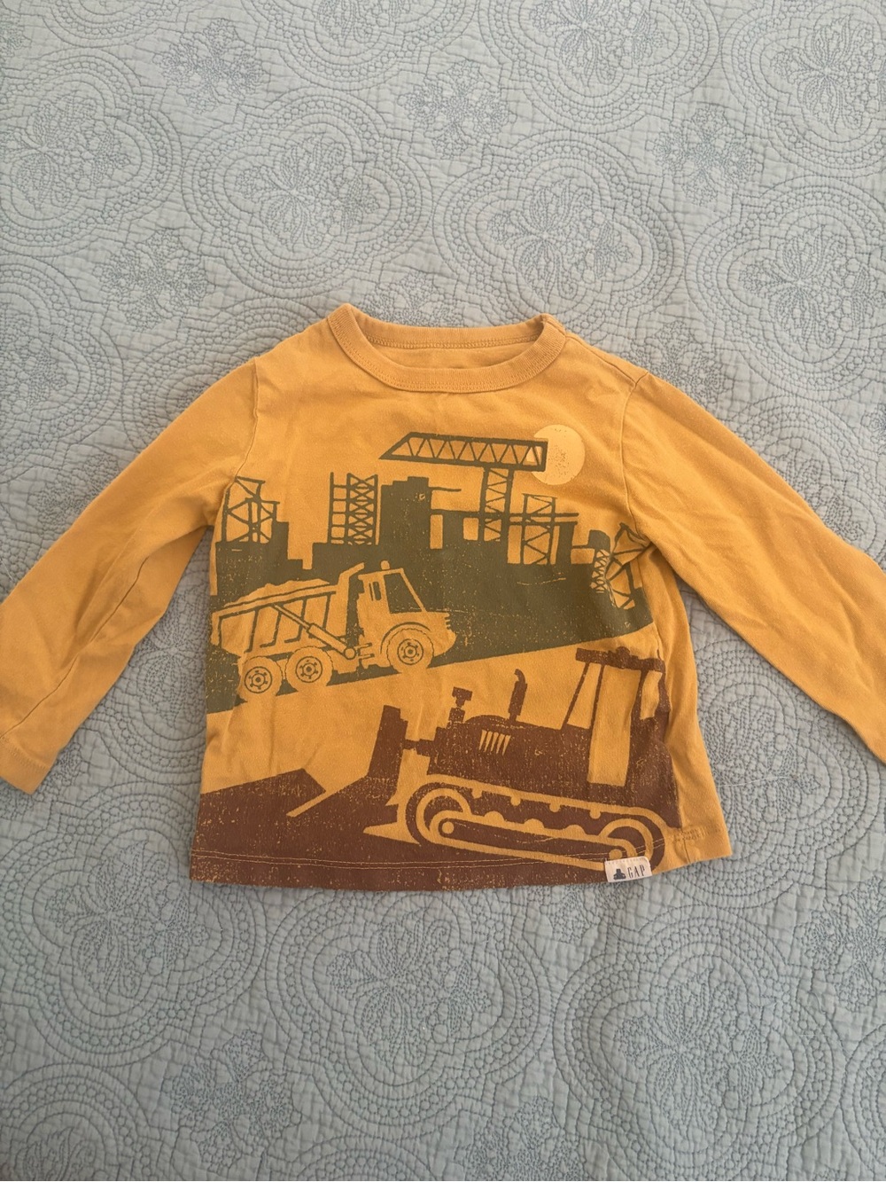 GAP Mustard Yellow Construction Graphic Long Sleeve Shirt